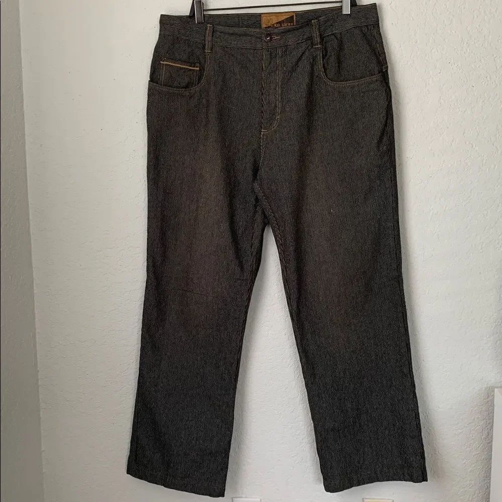 Kik Wear Men’s Black Striped Denim Jeans Size 38